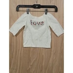 New Janie and Jack Floral Embroidery Love Top Girl's Size 18 - 24m.